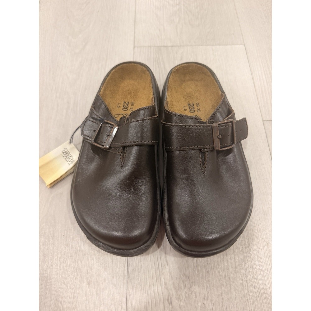 Tatami by Birkenstock Womens 36 L5 Brown Leather Clogs Buckle Mules Vintage